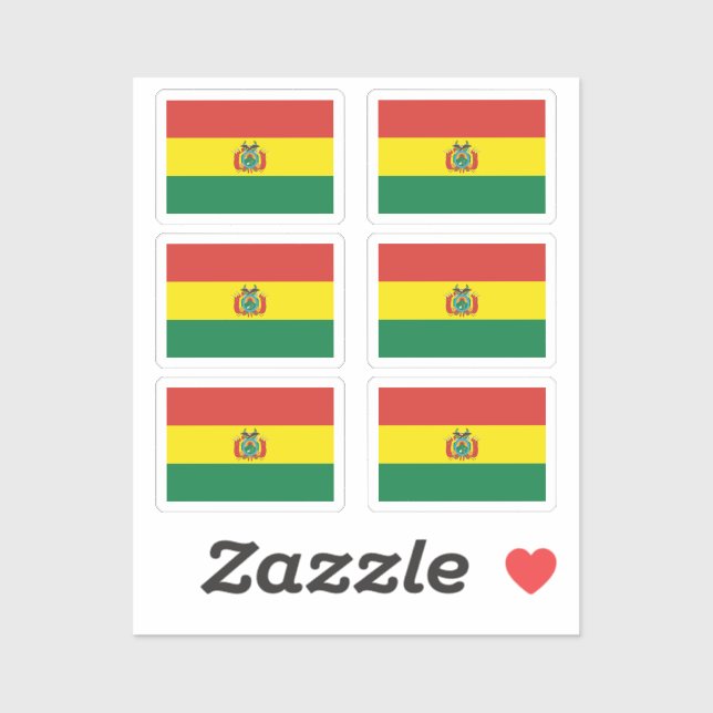 Sticker Le drapeau de la Collection Bolivie pack de 6 (Feuille)