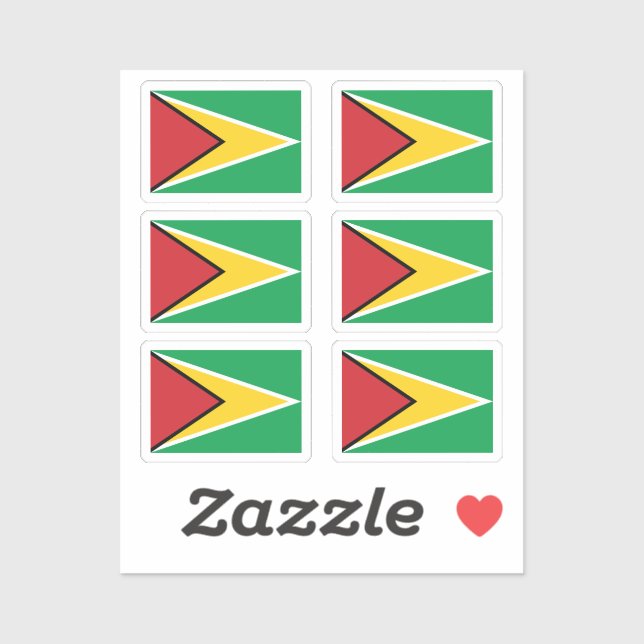Sticker Le drapeau de la collection Guyana pack de 6 (Feuille)