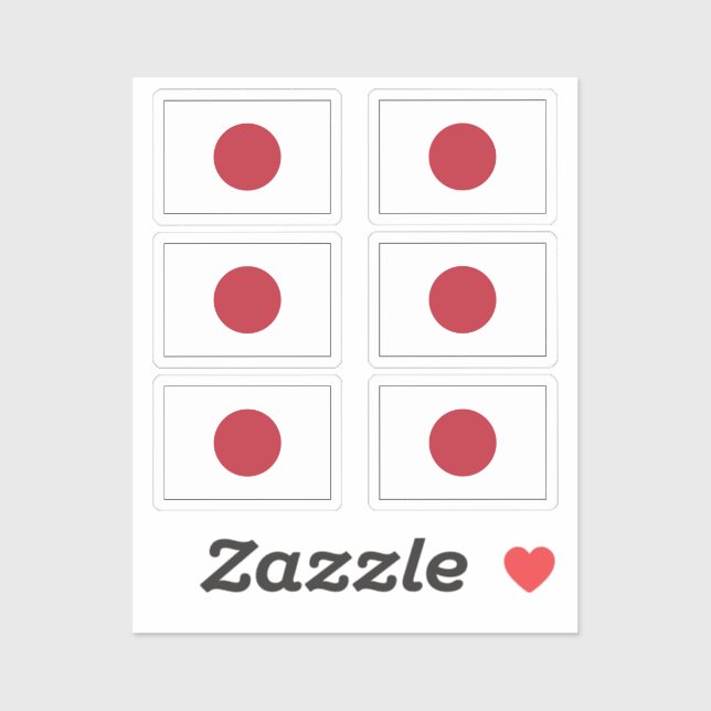 Sticker Le drapeau de la collection japonaise pack de 6 (Feuille)