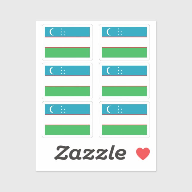 Sticker Le drapeau de la Collection Ouzbékistan pack de 6 (Feuille)