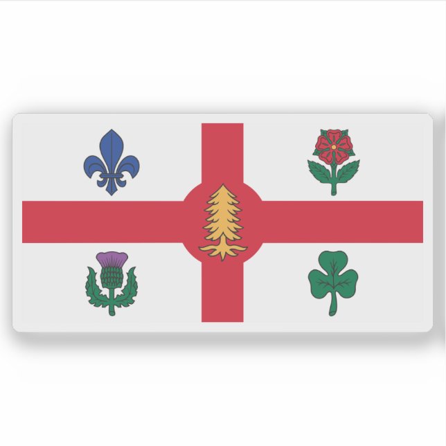 Sticker Le drapeau de la ville de Montréal, Québec, Canada (Devant)
