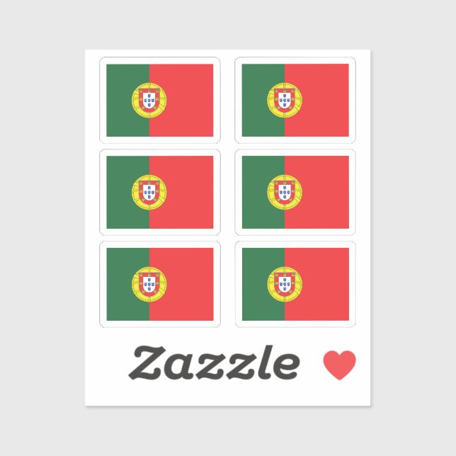 Sticker Le drapeau de Portugal Collection pack de 6 (Feuille)