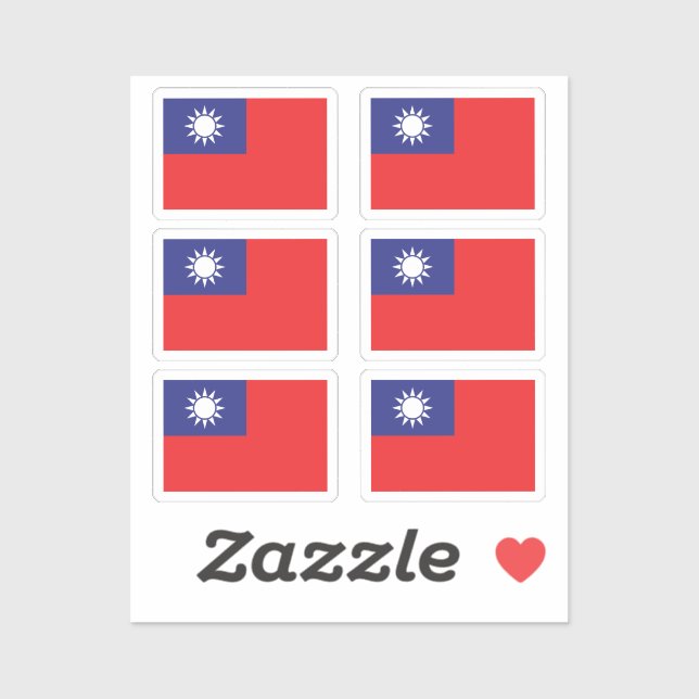 Sticker Le drapeau de Taïwan Collection pack de 6 (Feuille)