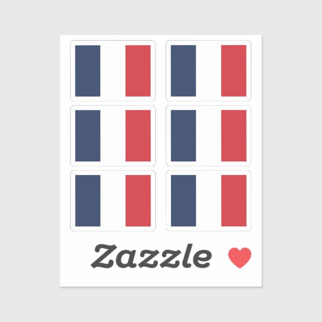 Sticker Le drapeau national de la France pack de 6 (Feuille)