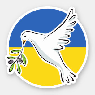 Sticker Le drapeau ukrainien paix en Ukraine colombe anti-