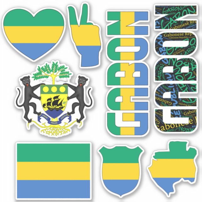 Sticker Le Gabon Extraordinaire forme les symboles nationa (Devant)