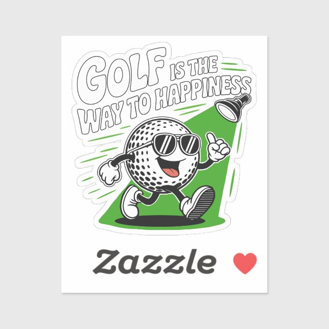 Sticker Le golf est la voie vers le bonheur (Feuille)