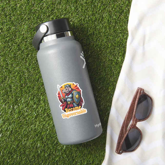 Sticker Le guerrier épopé du gladiateur Moo Deng Hippo dev (HydroFlask Insitu)