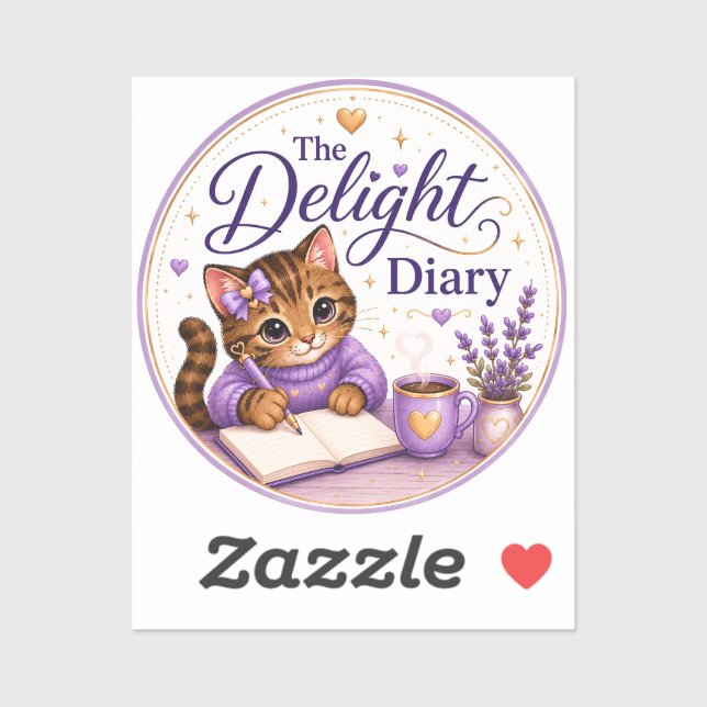 Sticker Le Journal du Plaisir Chat Mignon Violet Or (Feuille)
