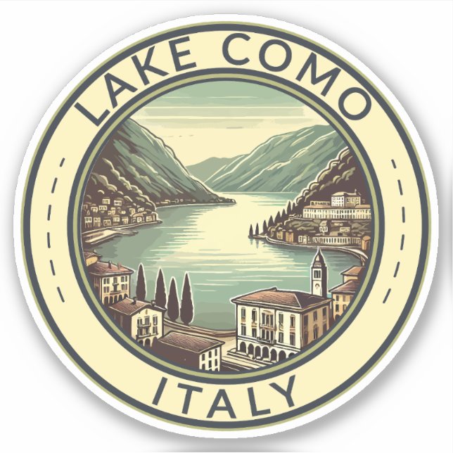 Sticker Le lac de Côme Italie Illustration Insigne d'art d (Devant)