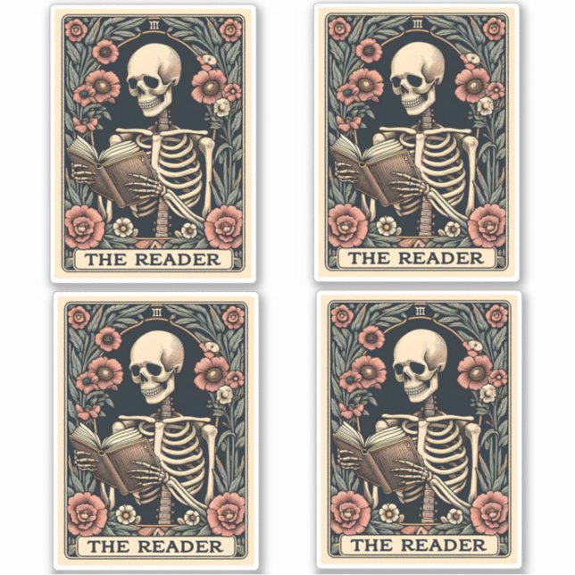 Sticker Le lecteur Skeleton Tarot Card (Devant)