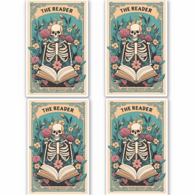 Sticker Le lecteur Skeleton Tarot Card (Devant)
