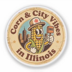 Sticker Le maïs rencontre la ville _ Illinois, œuvre d'art