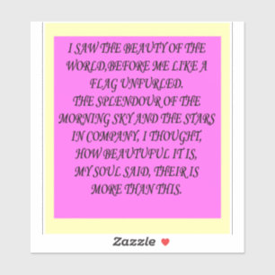 STICKER LE MONDE EST BEAU POEMS LIVRES LETTRES
