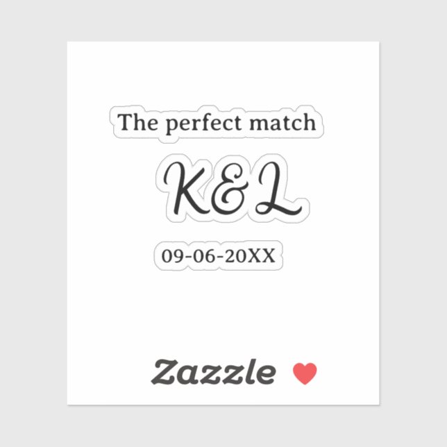 Sticker le nom de couple parfait lettre date bleu sim (Feuille)