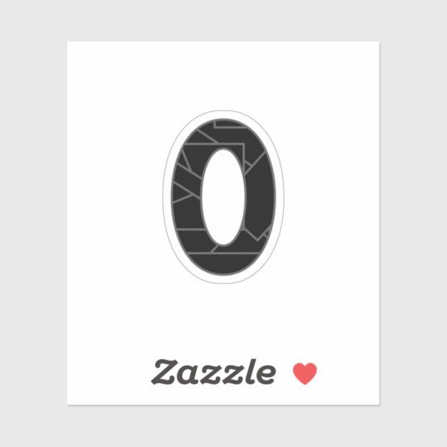Sticker Le nombre zéro (0) en noir (Feuille)