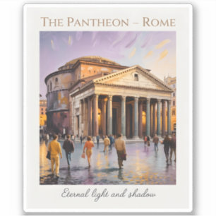Sticker Le Panthéon Rome Italie Aquarelle Voyage Vintage