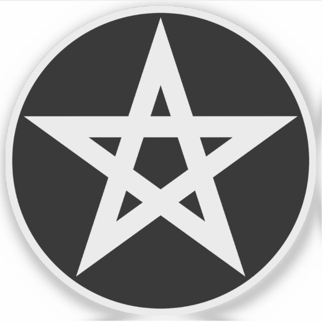 Sticker Le pentagramme (blanc sur noir) (Devant)