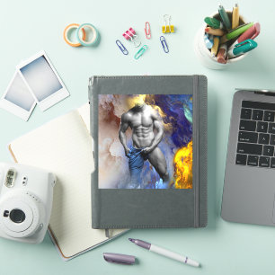 Sticker le physique d'homme musclé en nuances de gris de S
