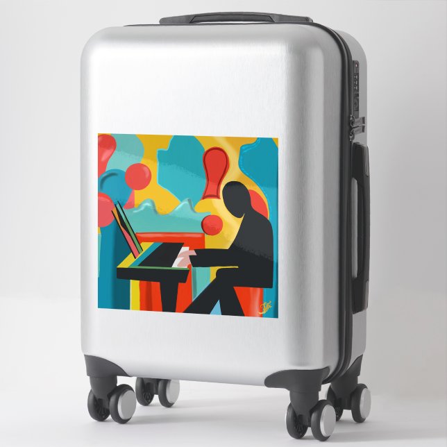 Sticker Le Pianiste - Peinture à l'huile originale (Sur valise)