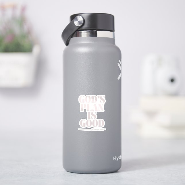 Sticker Le Plan de Dieu est Bon – Romains 8:28 (HydroFlask)