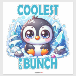 Sticker Le plus cool de la bande jeu de mots Bébé manchot 