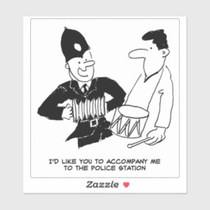 Sticker Le policier a Accordion Cartoon.