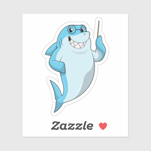 Sticker Le requin comme enseignant avec pointeur (Feuille)