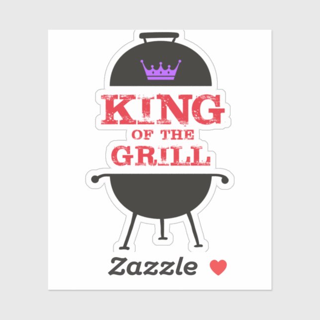 Sticker Le Roi Du Grill, Noir Violet Couronne Rouge (Feuille)