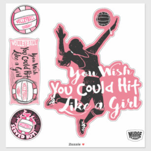 Sticker Le rose frappe comme une fille Volley-ball