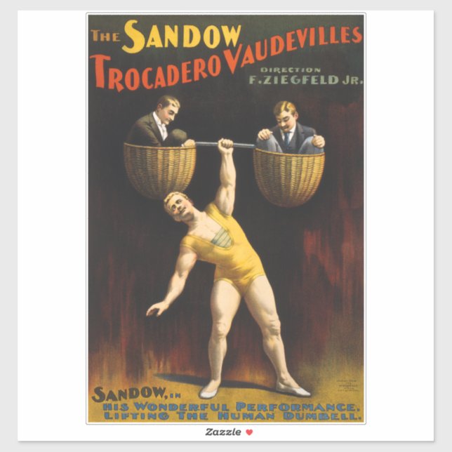 Sticker Le Sandow Eugen Sandow Vaudeville Weightlifter (Feuille)