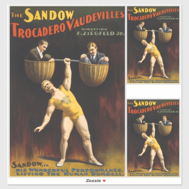 Sticker Le Sandow Eugen Sandow Vaudeville Weightlifter (Feuille)