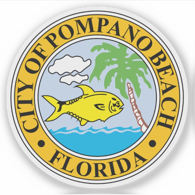Sticker Le sceau de la plage de Pompano, Floride (Devant)