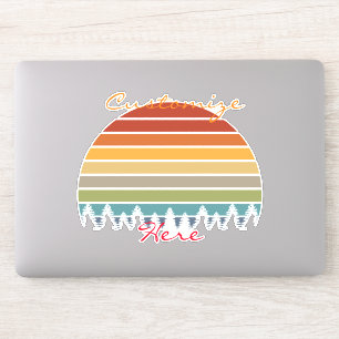 Sticker Le soleil rayé multicolore avec des arbres