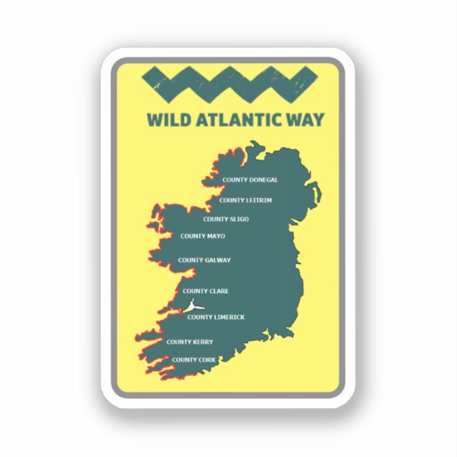 Sticker Le Wild Atlantic Way Irlande et son voyage sur la  (Recto)