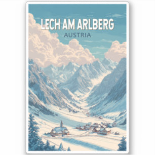 Sticker Lech am Arlberg Autriche Illustration Travel Art