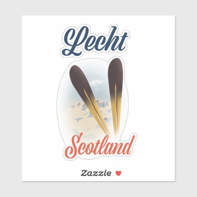 Sticker Lecht Ecosse Ski affiche art de voyage (Feuille)