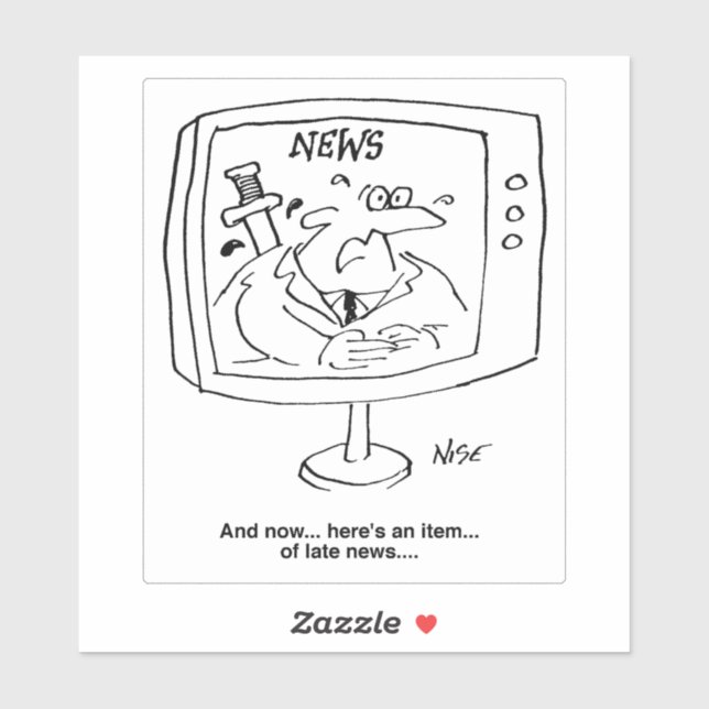 Sticker Lecteur d'actualités avec Late News sur un dessin  (Feuille)