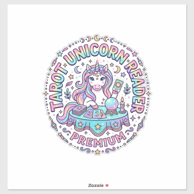 Sticker Lecteur de Tarot Licorne Premium Impression Drôle  (Feuille)