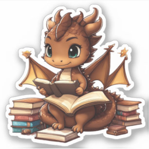 Sticker Lecture de dragon Brown