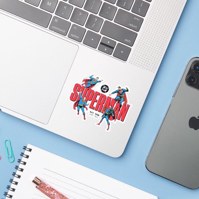 Sticker Légendes de Superman pour toujours Graphique (Ordinateur portable avec iPhone)