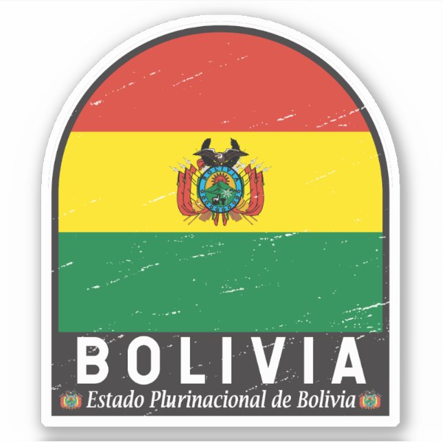 Sticker L'emblème du drapeau bolivien est Vintage (Devant)