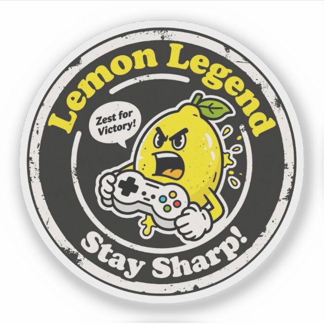 Sticker "Lemon Legend" Jeu de nourriture Pun graphique Vin (Devant)