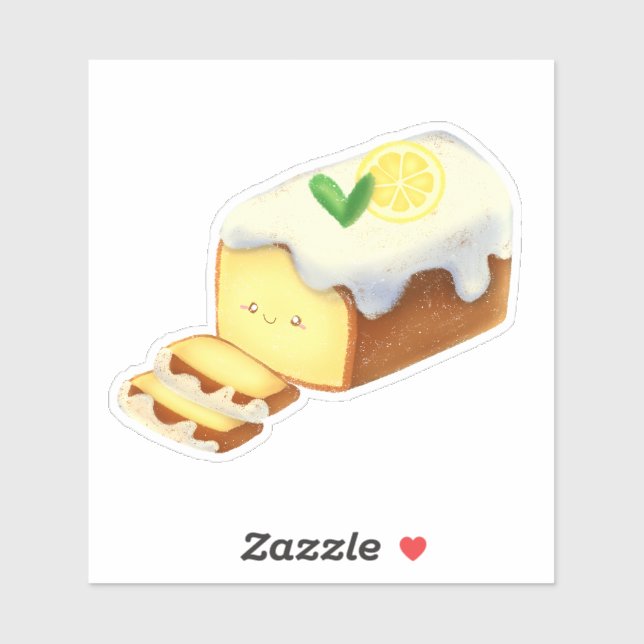 Sticker Lemon Loaf Cake Bread With Icing (Feuille)