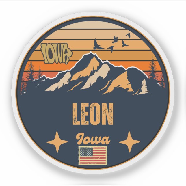 Sticker Leon, Iowa Ia, États-Unis (Devant)