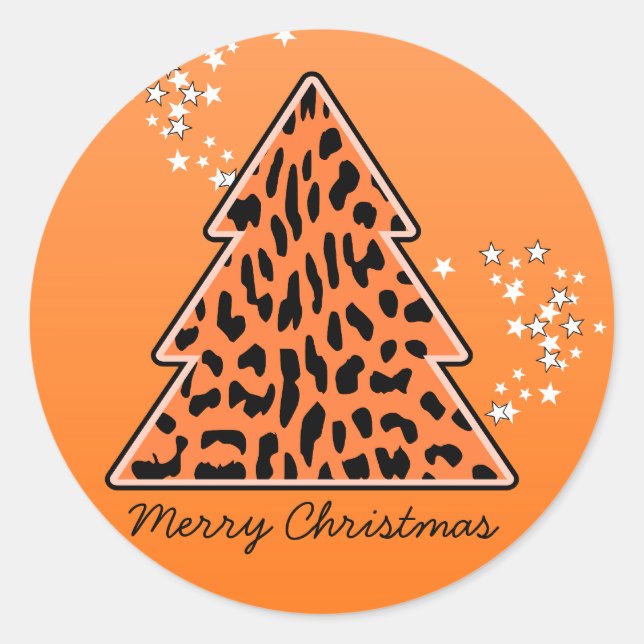 Sticker Leopard cheetah Christmas Tree (Devant)
