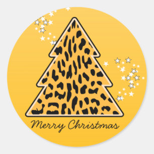 Sticker Leopard cheetah Christmas Tree
