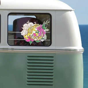 Sticker Léopard jaune Gecko Vert