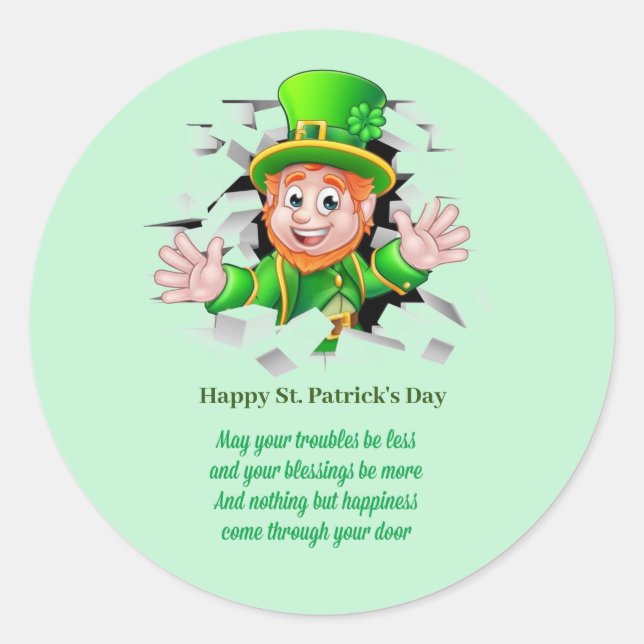Sticker leprechaun de la Saint Patrick (Devant)