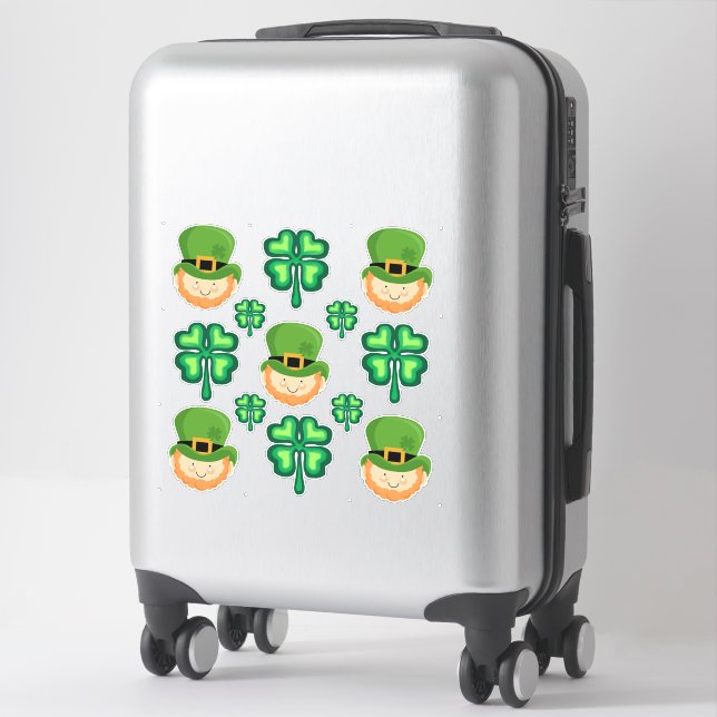 Sticker Leprechauns irlandais et shamrocks chanceux (Sur valise)